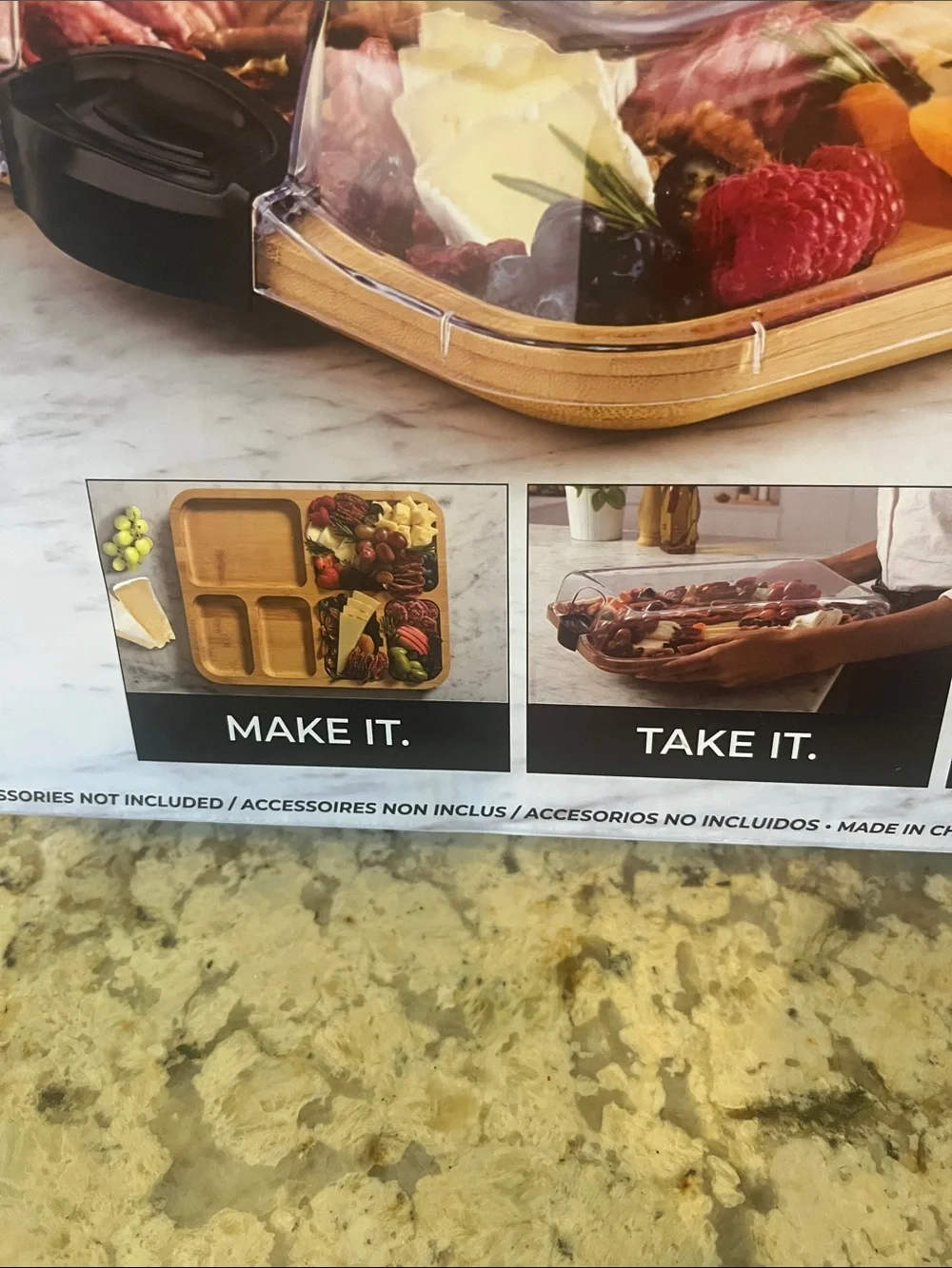 Build-a-Board Bamboo Serving Board with Locking Lid - New